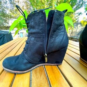 Genuine Leather Wedge Booties
